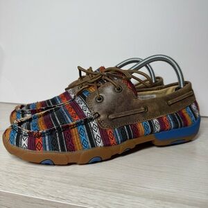 Twisted X Women's Boat Shoe Driving Moc Serape/Bomber Size 9